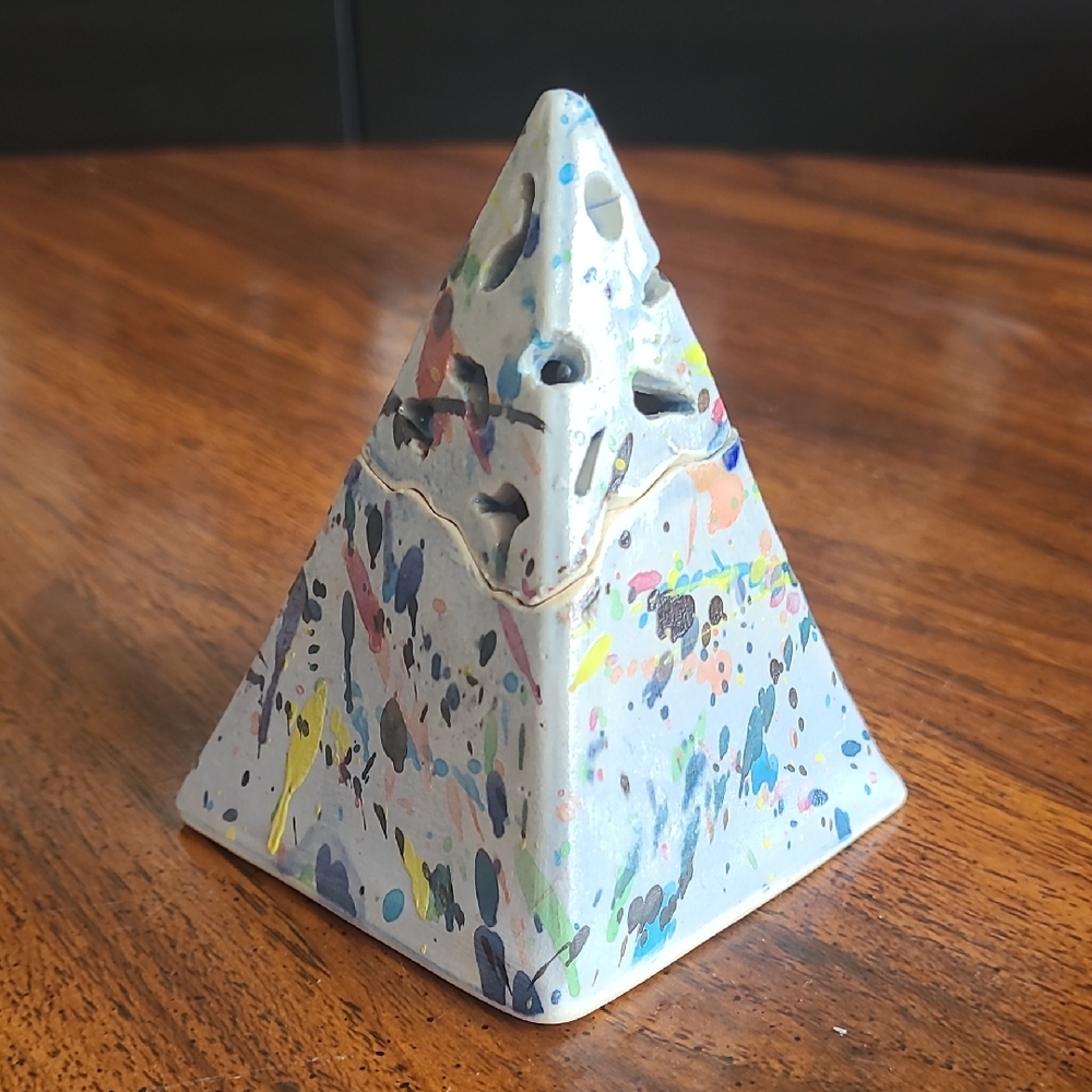Multicolor Ceramic Pyramid Art Pomander Diffuser Estate Find